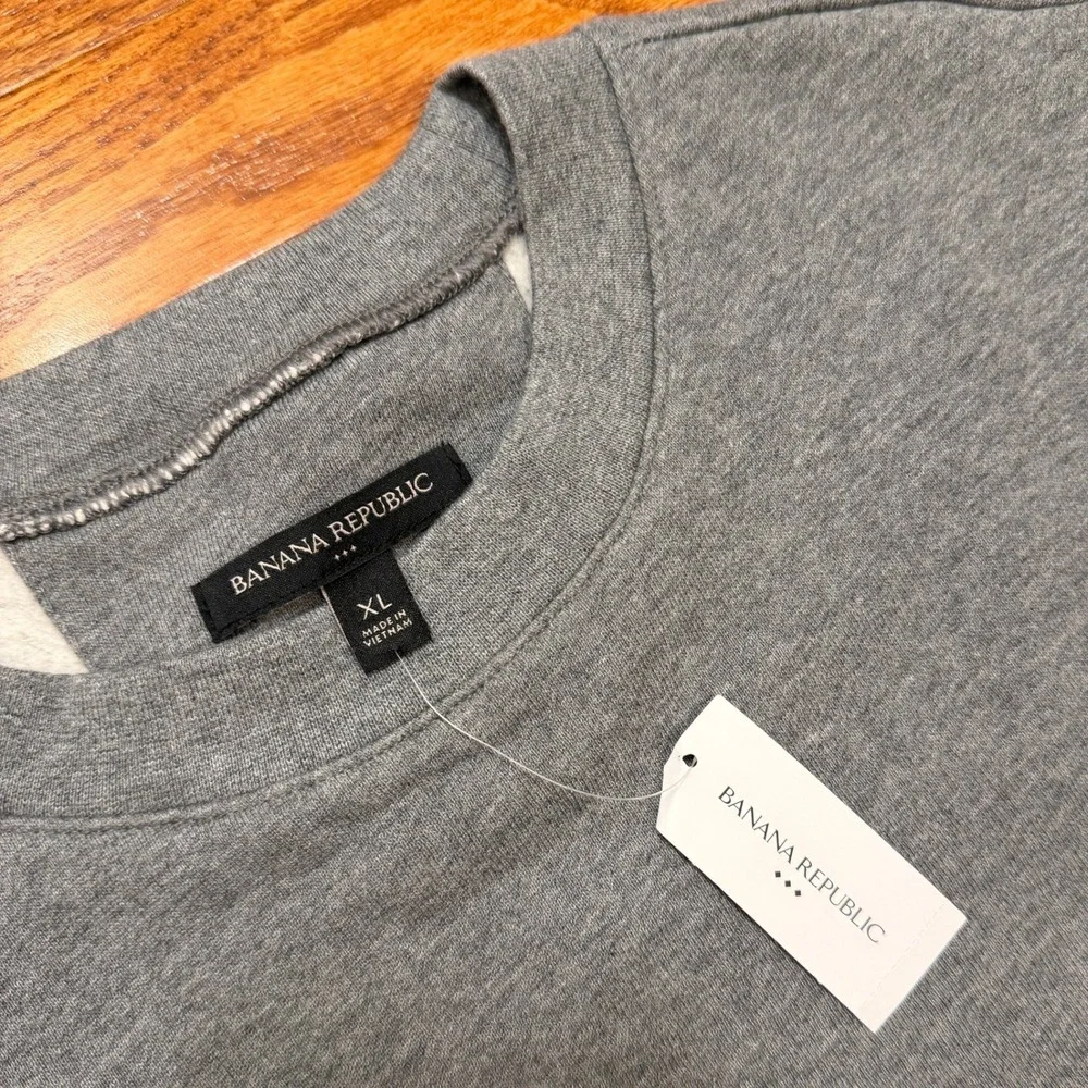 New Banana Republic Crewneck Sweatshirt Mens XL Solid Gray Long Sleeve Midweight
